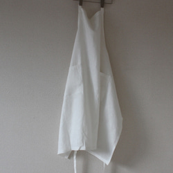 "ホワイトエプロン"french linen男女兼用フルエプロン　off-white　 1枚目の画像