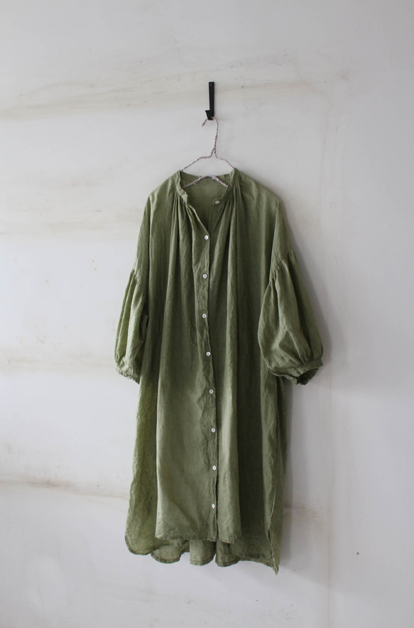 LINEN＊ドロップショルダー　ロングシャツワンピース＊リトアニアリネン　01210 3枚目の画像