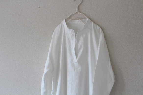 【春SALE！】ビッグシルエット　プルオーバーロングシャツ~　off white /french linen 2枚目の画像