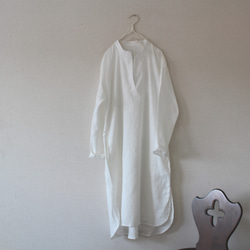 【春SALE！】ビッグシルエット　プルオーバーロングシャツ~　off white /french linen 3枚目の画像