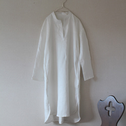 【春SALE！】ビッグシルエット　プルオーバーロングシャツ~　off white /french linen 6枚目の画像