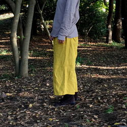 【夏SALE】１着７分丈パンツ４ポケット＊belgian-linen40/Seffron yellow 3枚目の画像