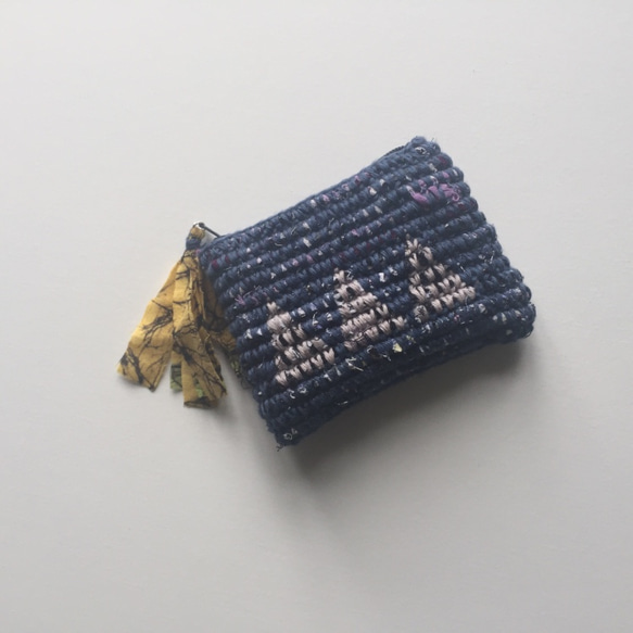 おさいふ Crochet coin Purse Navy 2枚目の画像