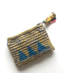 おさいふ Crochet coin Purse Yellow+Blue 1枚目の画像