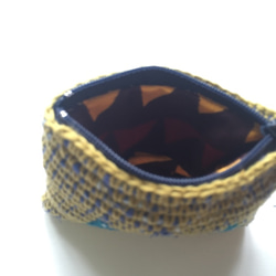 おさいふ Crochet coin Purse Yellow+Blue 2枚目の画像