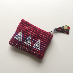 おさいふ Crochet Purse Red+White 1枚目の画像