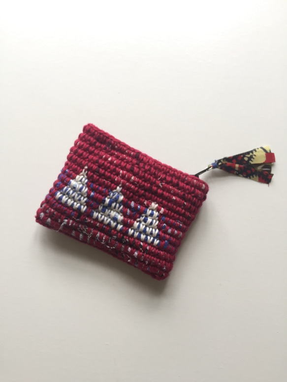 おさいふ Crochet Purse Red+White 1枚目の画像