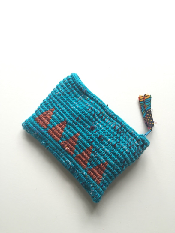Crochet Purse Sky blue+Brown 1枚目の画像