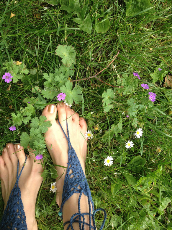 Crochet Hippie Sandals Navy 1枚目の画像