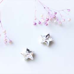 Swarovski star♡　一粒ピアス/樹脂ノンホールピアス（イヤリング） 1枚目の画像