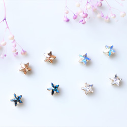 mini Swarovski star♡　一粒ピアス/樹脂ノンホールピアス（イヤリング） 1枚目の画像