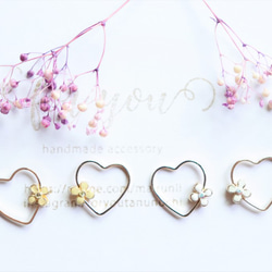 mini flower heart♡　ピアス/樹脂ノンホールピアス（イヤリング） 2枚目の画像