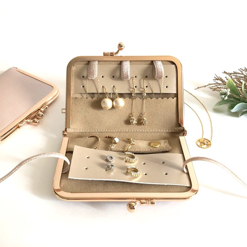 薄紫色 ボタン付き アクセサリーケース