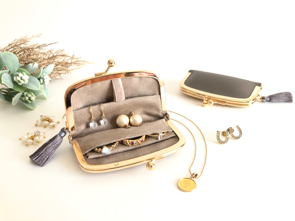 希少✨ボッテガ♡ショルダーウォレット　がま口ケース　ゴールド金具　ピンク 全12色】《コロンと可愛い》ミニアクセサリーケース K.モカ