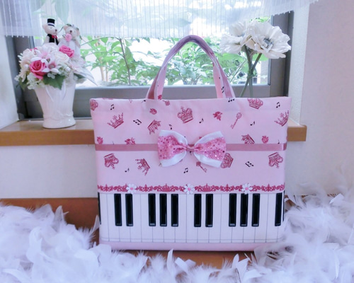レッスンバッグ*ピアノ*鍵盤*音符*音楽*ピンク*リボン*女の子 その他