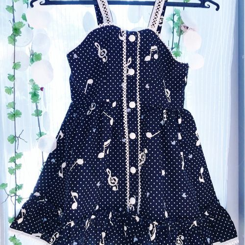 サマードレス＊ピアノ＊音符＊発表会＊音楽＊黒＊110＊女の子＊幼稚園