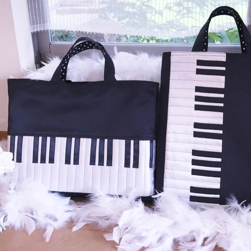 再販19✨本物のピアノみたいなレッスンバッグ（縦型）｜上品で高級感の