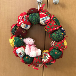 30センチパッチワーク大きいクリスマスリース、長靴、3点セット手作り 30センチパッチワーク大きいクリスマスリース、長靴、3点セット