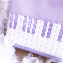 10周年記念・Creema限定レッスンバッグ*ピアノ*鍵盤*音符*横型*リボン*パープル*紫*水玉*女の子 4枚目の画像