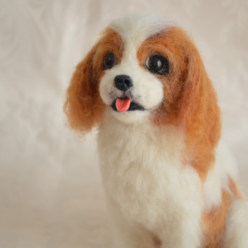 羊毛フェルト 犬 キャバリア 羊毛フェルト マーブルチョコ♪ 通販