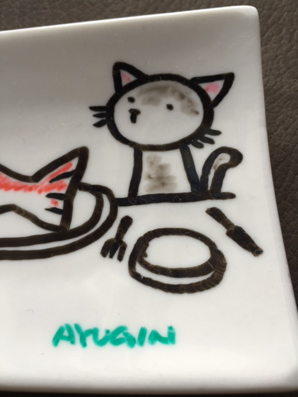 猫絵皿１ 3枚目の画像