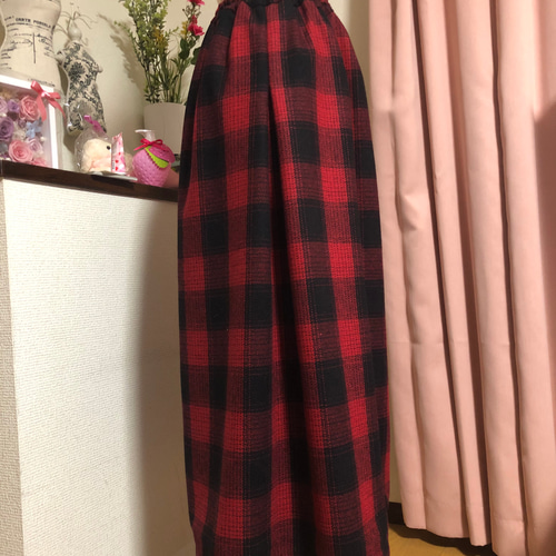 赤黒チェックスカート ロングスカート（マキシ丈） cocoyui 通販