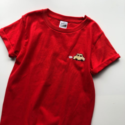 【手刺繍】KIDS ーくるまー  Tシャツ 2枚目の画像