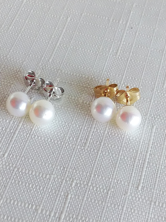 “Made-to-order☆Freshwater pearl with nucles”耳環/夾式耳環◇Ceremony Pea 第6張的照片
