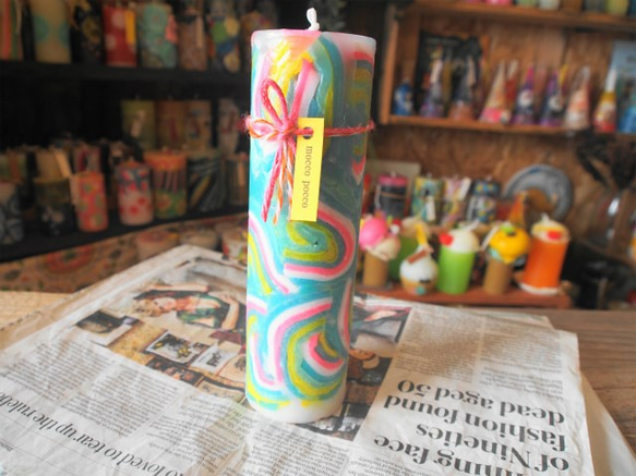 candle　tall円柱wide6.5ｃｍ　e0047 1枚目の画像