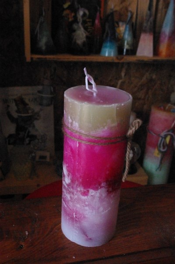 candle　tall　pinkｃ1657 3枚目の画像