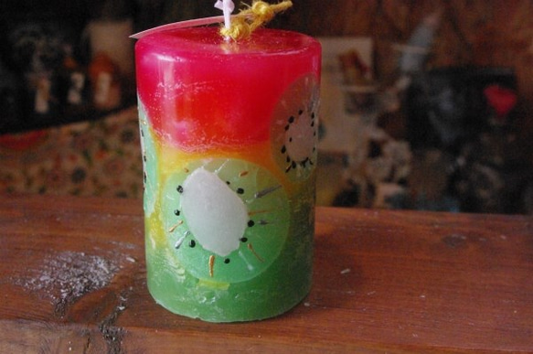 candle　wide７㎝円柱　キウイ　ｃ1832 2枚目の画像
