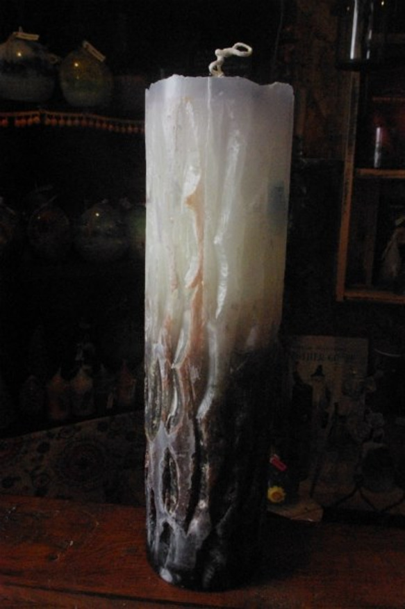 candle　彫刻特大円柱　c2220 7枚目の画像