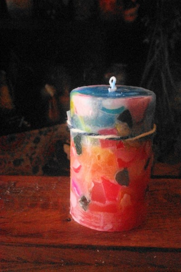 candle　モザイク円柱　wide７㎝　c2889 5枚目の画像