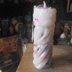 candle　彫刻tall円柱wide7ｃｍ　ｄ１３３２ 3枚目の画像