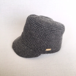 暖かいウールのワークキャップ（帽子）レディース、メンズ、キッズ 黒