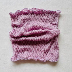 ＵＶ対策　シルク１００％　ニット膨れ織りネックカバー　ピンク 2枚目の画像