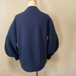 ビックシルエット　ホールガーメント　パフスリーブボトルネックセーター　Ｄブルー 6枚目の画像