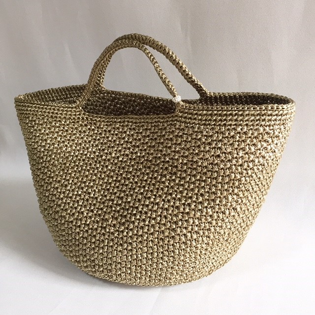 ＝受注製作商品＝　キラキラビッグマルシェバッグ『Ｃｏｏｌ』シャンパンゴールド