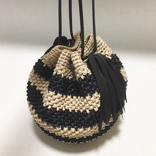 受注製作商品＝ タッセル巾着ショルダーカゴバッグ『Coron