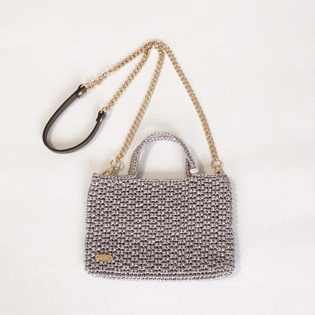 ＝受注製作商品＝　キラキラミニバッグ『Ｐｉｔｔｉ　Ｗｉｄｅ』アンティークシルバー