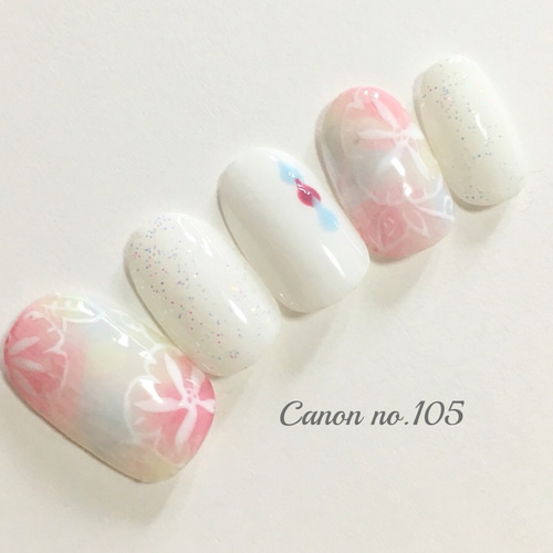 あさがおアートのしずくネイル♪ ネイルチップ（つけ爪） Canon