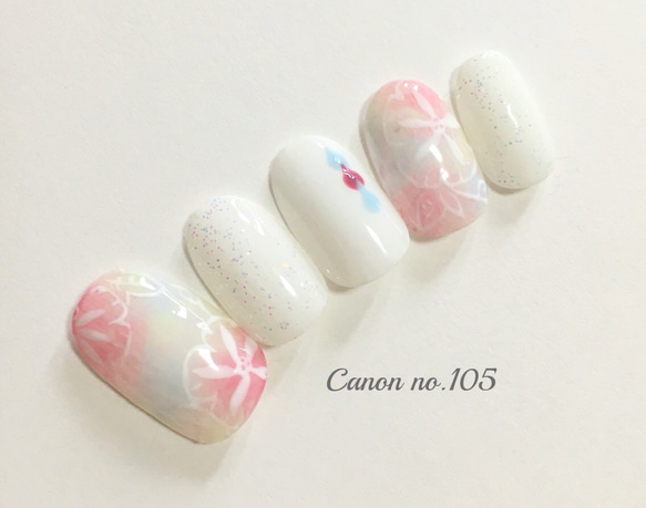 あさがおアートのしずくネイル♪ ネイルチップ（つけ爪） Canon