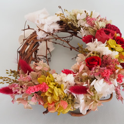 大人っぽい赤のプリザーブドフラワー リース flower wreath 3枚目の画像