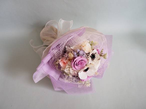 バラとアネモネの花束 ラベンダーカラー bouquet 3枚目の画像
