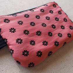 小袋S /復古腰帶粉紅色黑色花朵圖案復古和服腰帶 第3張的照片