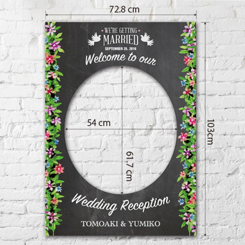 フォトブース/B1【ナチュラルリース風フラワーブラックボード】BP006