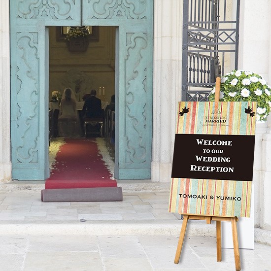 ウェルカムボード/A1【クラシカルレインボー/ハッピーバード】WB005