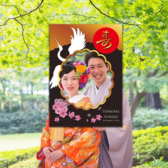 フォトブース/A1【和ごころ/鶴・黒】ABP021