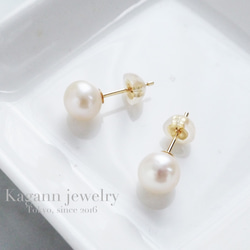 【K18 (18金)】本真珠のプチピアス 3枚目の画像