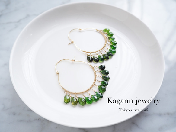 K14GF トルマリン シャンデリア フープピアス 【公式通販】